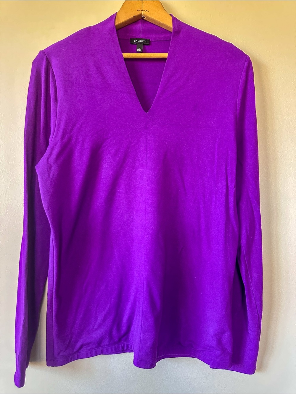 Talbots V-Neck Long Sleeve Top Heather Purple